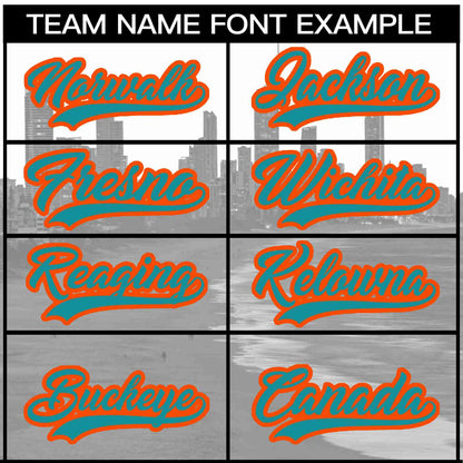 Custom White Aqua-Orange Miami City Connect Baseball Jersey