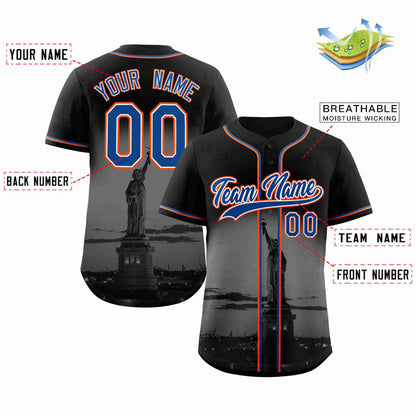 Custom Black Royal-White New York City Connect Baseball Jersey