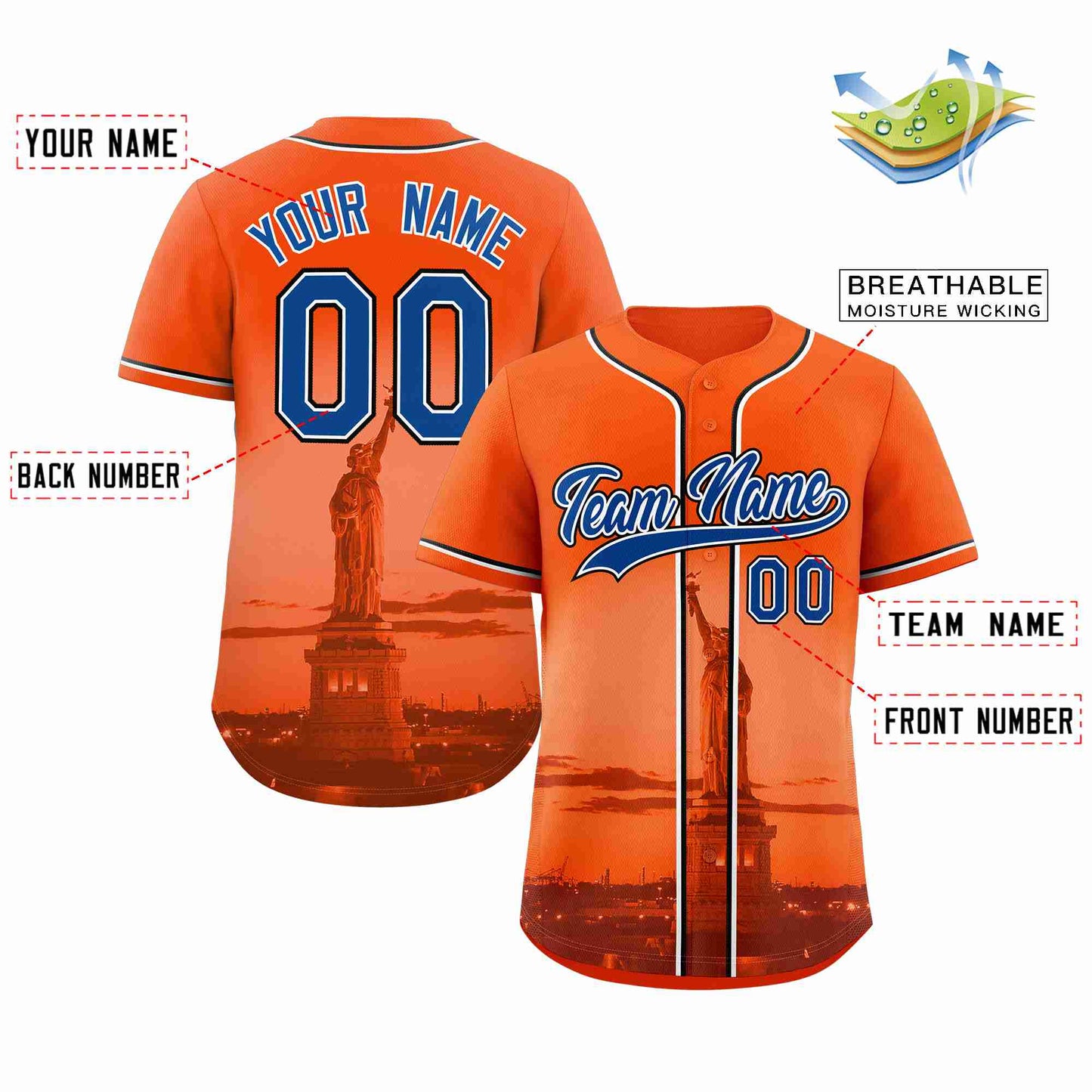 Custom Orange Royal-White New York City Connect Baseball Jersey