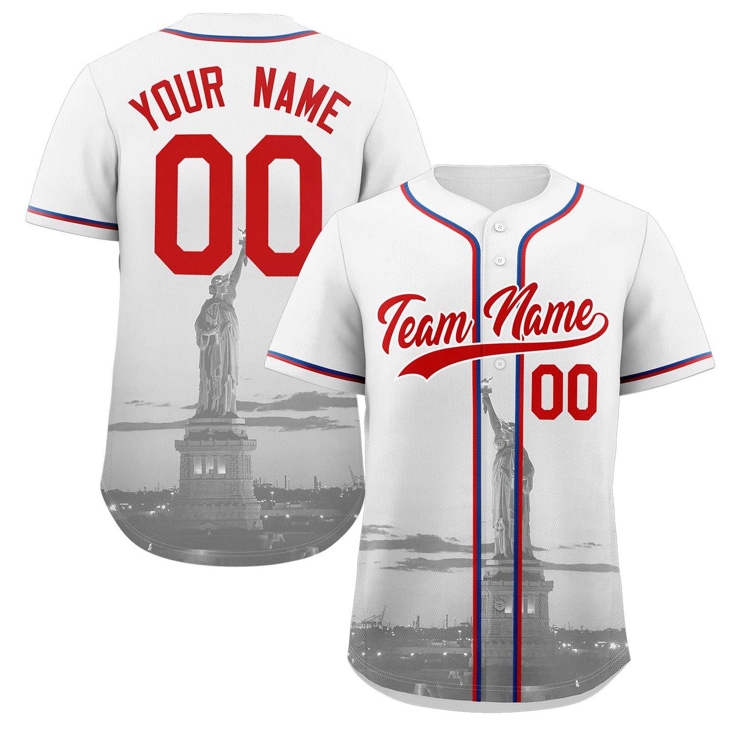 Custom White Red-White New York City Connect Baseball Jersey