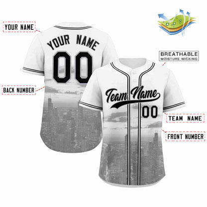 Custom White Black-Gray Chicago City Connect Baseball Jersey