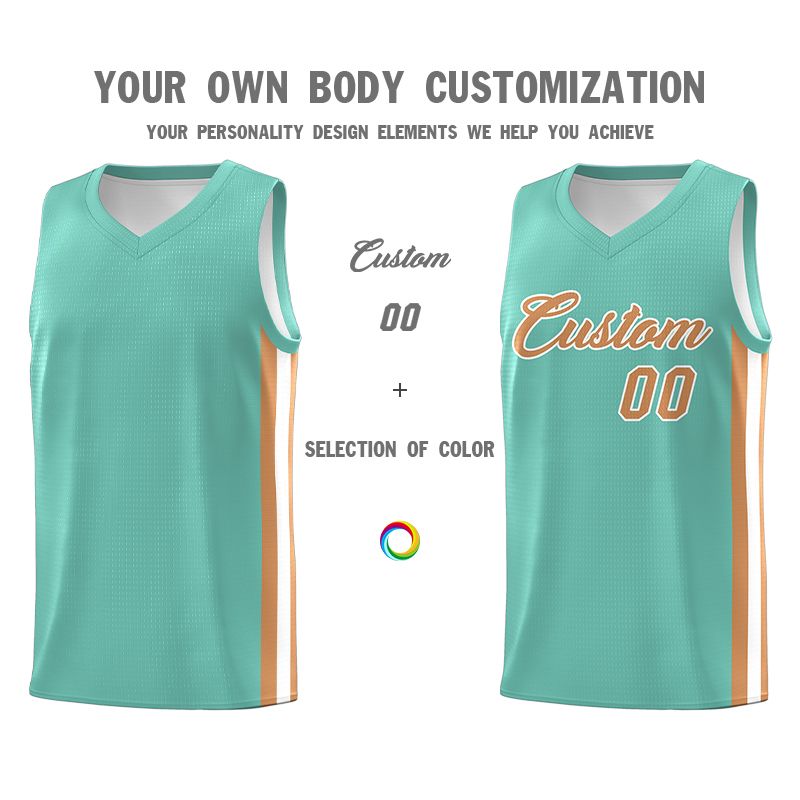 Custom Aqua Old Gold-White Classic Sets Sports Uniform Basketball Jersey