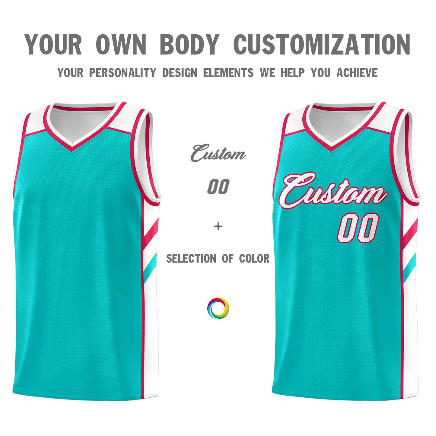 Custom Aqua White-Red Classic Sets Sports Uniform Basketball Jersey