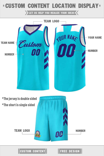 Custom Aqua Royal Classic Sets Sports Uniform Basketball Jersey