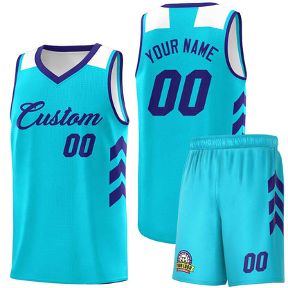 Custom Aqua Royal Classic Sets Sports Uniform Basketball Jersey