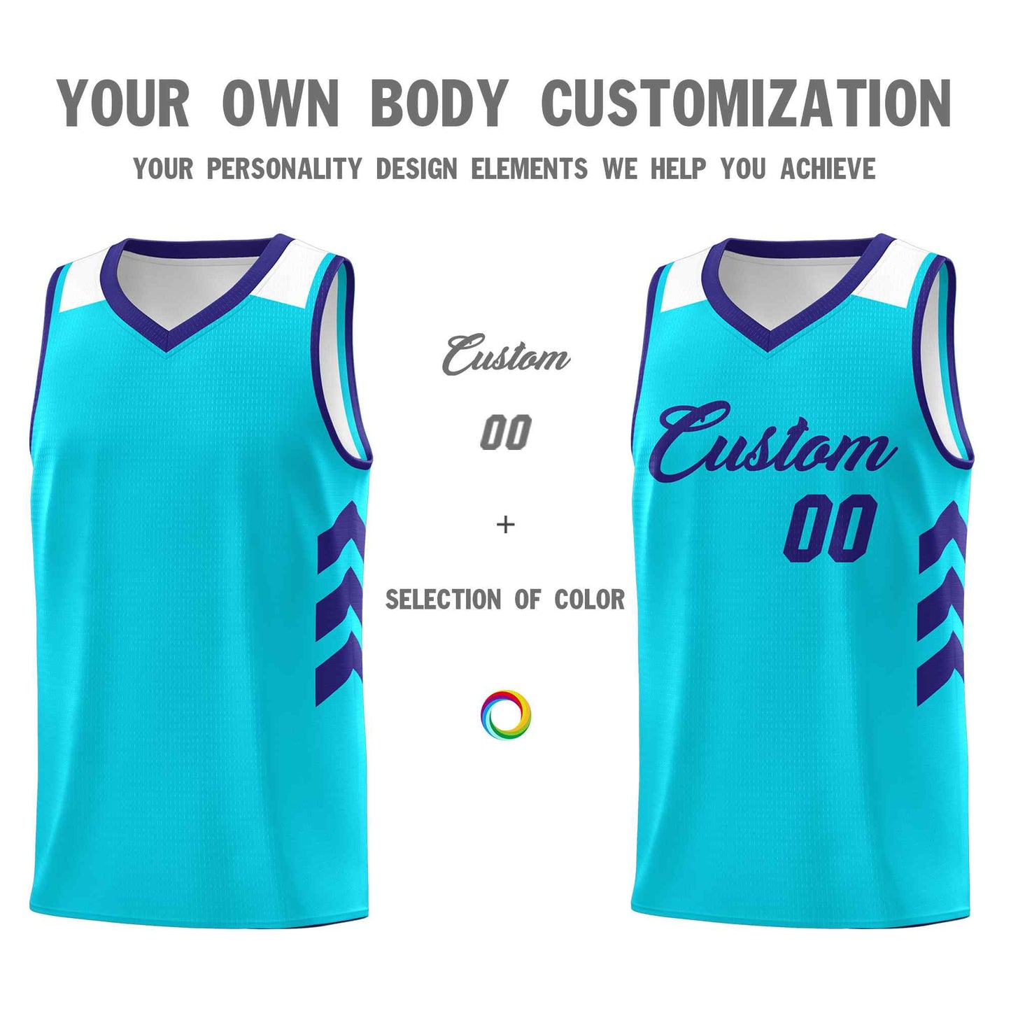 Custom Aqua Royal Classic Sets Sports Uniform Basketball Jersey