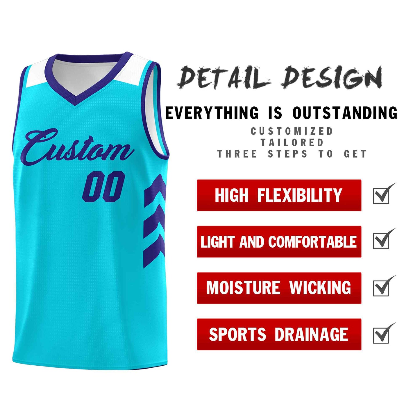 Custom Aqua Royal Classic Sets Sports Uniform Basketball Jersey