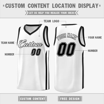 Custom  White Black Classic Tops Fashion Sportwear Basketball Jersey