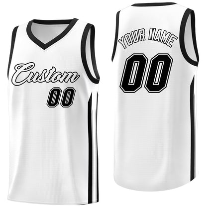 Custom  White Black Classic Tops Fashion Sportwear Basketball Jersey