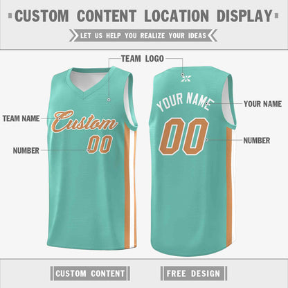 Custom Aqua Old Gold-White Classic Tops Mesh Sport Basketball Jersey