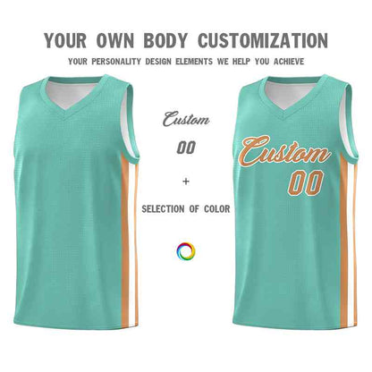 Custom Aqua Old Gold-White Classic Tops Mesh Sport Basketball Jersey