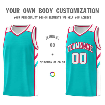 Custom Aqua White-Red Classic Sets Sports Uniform Basketball Jersey