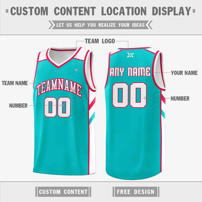 Custom Aqua White-Red Classic Tops Style Mesh Sport Basketball Jersey