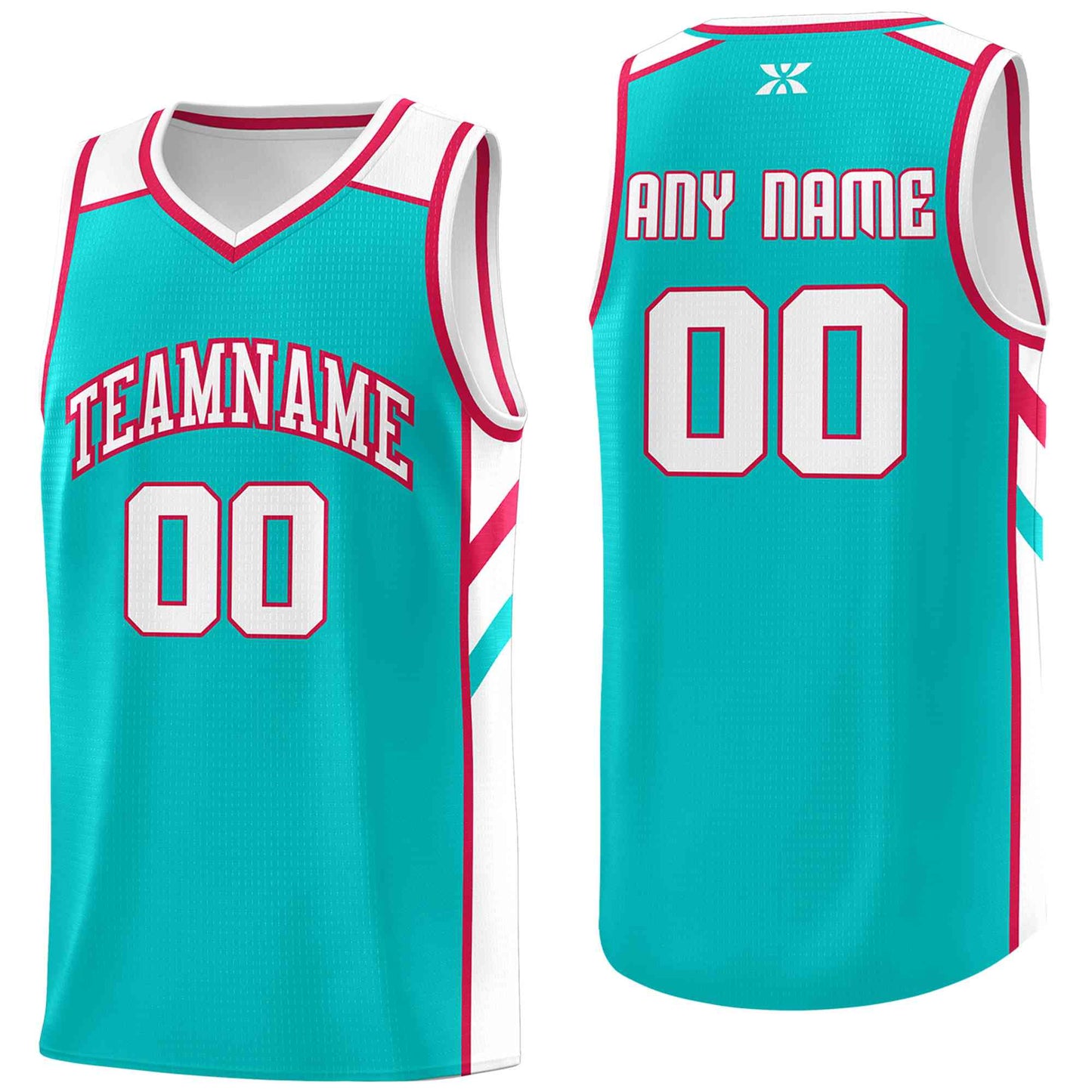 Custom Aqua White-Red Classic Tops Style Mesh Sport Basketball Jersey