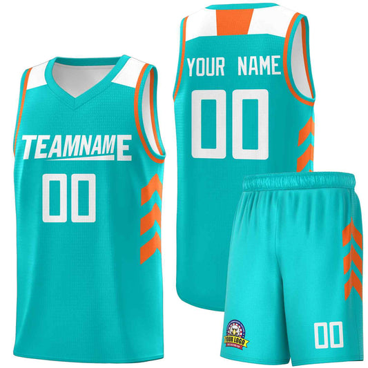 Custom Aqua White Classic Sets Sports Uniform Basketball Jersey