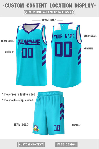 Custom Aqua Royal Classic Sets Sports Uniform Basketball Jersey