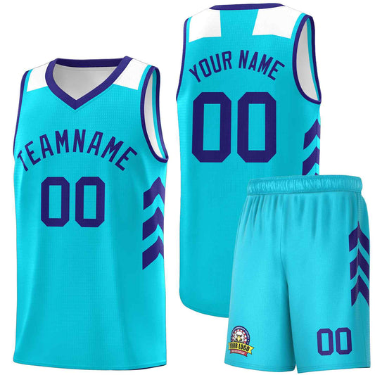 Custom Aqua Royal Classic Sets Sports Uniform Basketball Jersey