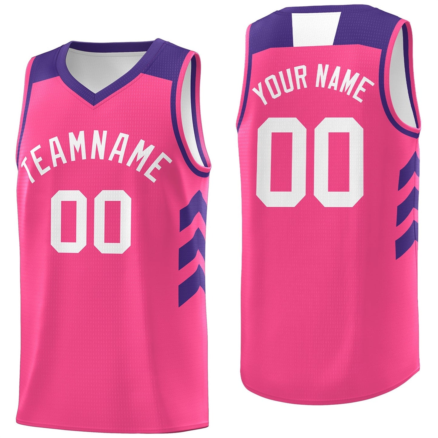 Custom  Pink Purple-White Classic Tops Breathable Basketball Jersey