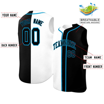 Custom White Black Split Fashion Design Authentic Sleeveless Baseball Jersey