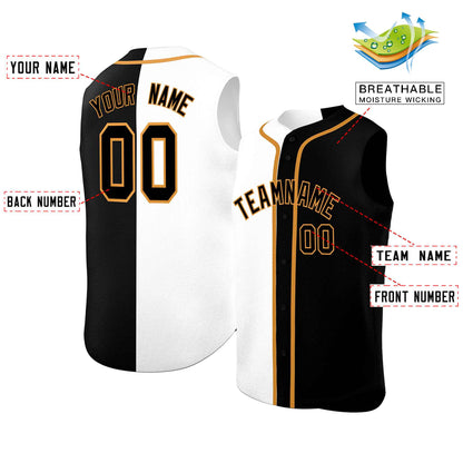 Custom White Black Split Fashion Design Authentic Sleeveless Baseball Jersey