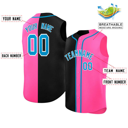 Custom Black Pink Split Fashion Design Authentic Sleeveless Baseball Jersey