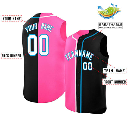 Custom Pink Black Split Fashion Design Authentic Sleeveless Baseball Jersey