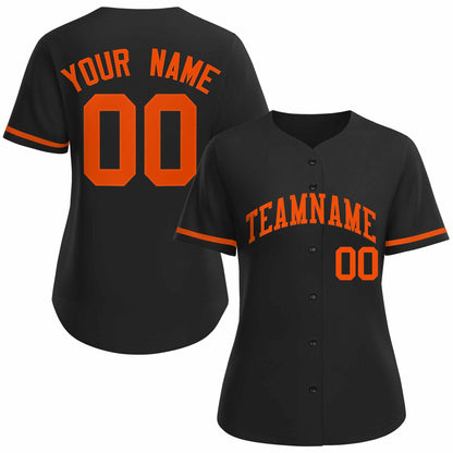 Custom Black Orange Classic Style Baseball Jersey for Women