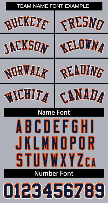 Custom Gray Navy Orange Classic Style Baseball Jersey for Women