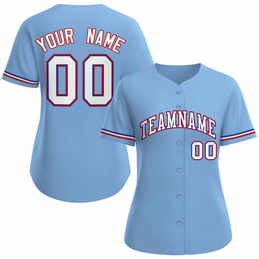 Custom Light Blue White Royal Classic Style Baseball Jersey for Women