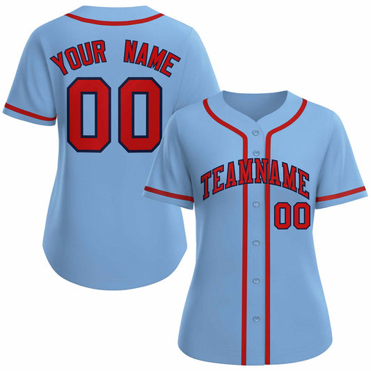 Custom Light Blue Red Navy Classic Style Baseball Jersey for Women