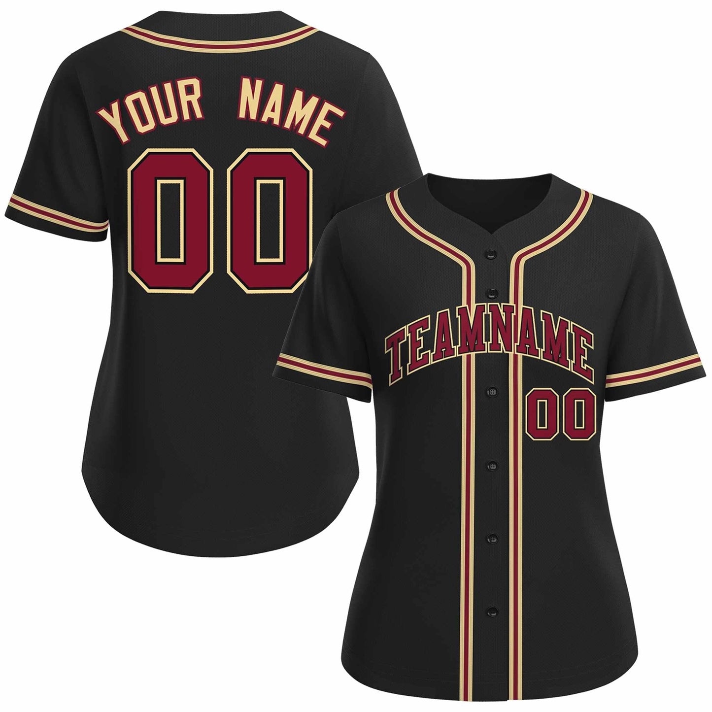 Custom Black Crimson Black Classic Style Baseball Jersey for Women