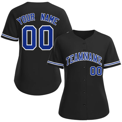 Custom Black Royal-White Classic Style Baseball Jersey For Women