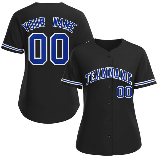 Custom Black Royal-White Classic Style Baseball Jersey For Women