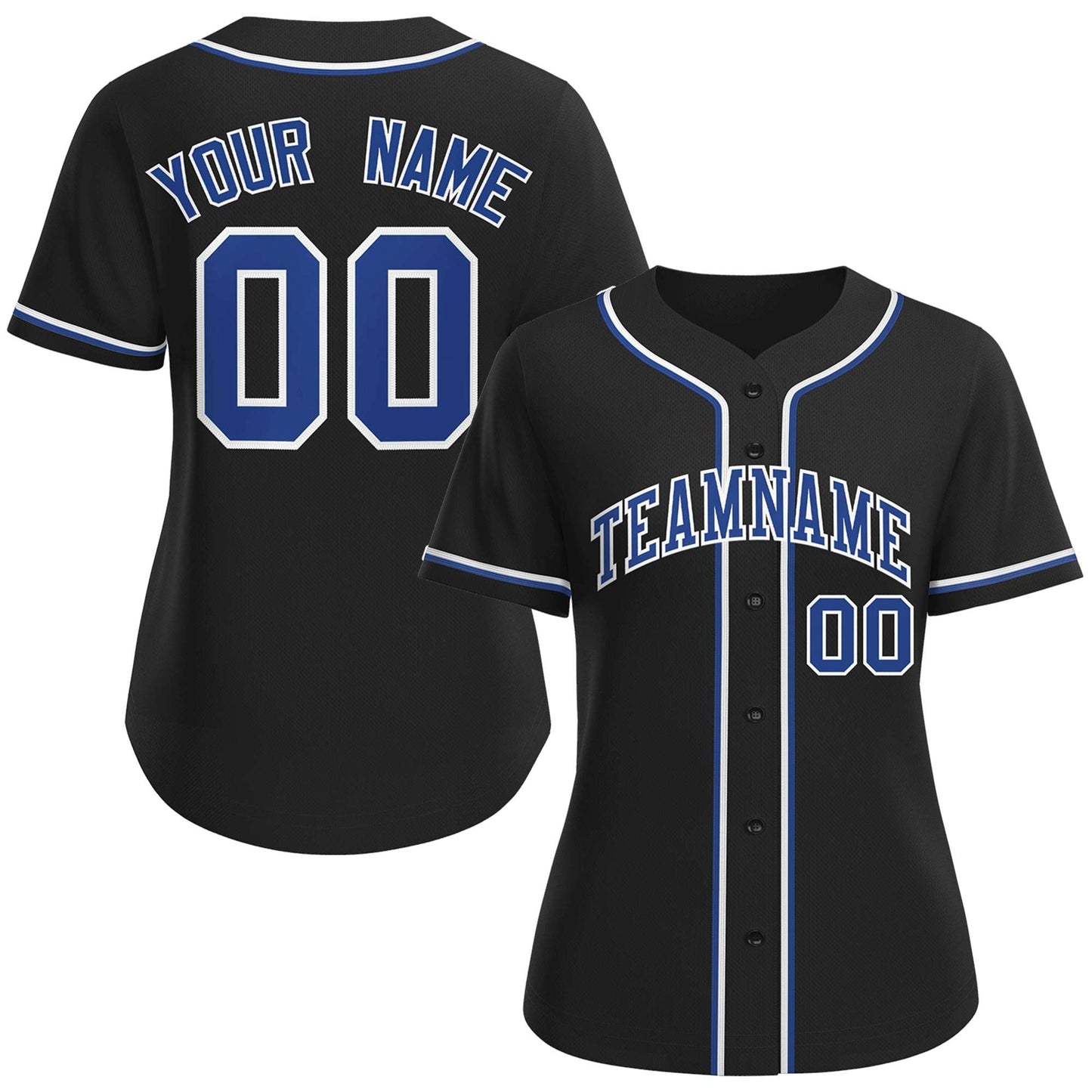 Custom Black Royal-White Classic Style Baseball Jersey For Women