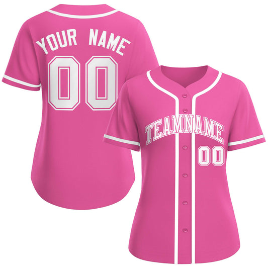 Custom Pink White-Pink Classic Style Baseball Jersey For Women