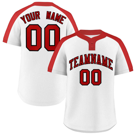 Custom White Red-Black Classic Style Authentic Two-Button Baseball Jersey