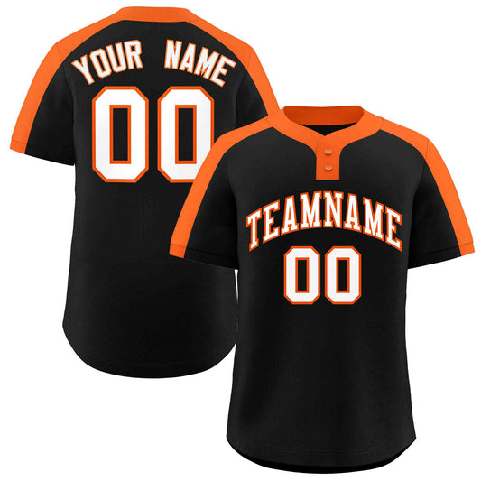 Custom Black White-Orange Classic Style Authentic Two-Button Baseball Jersey