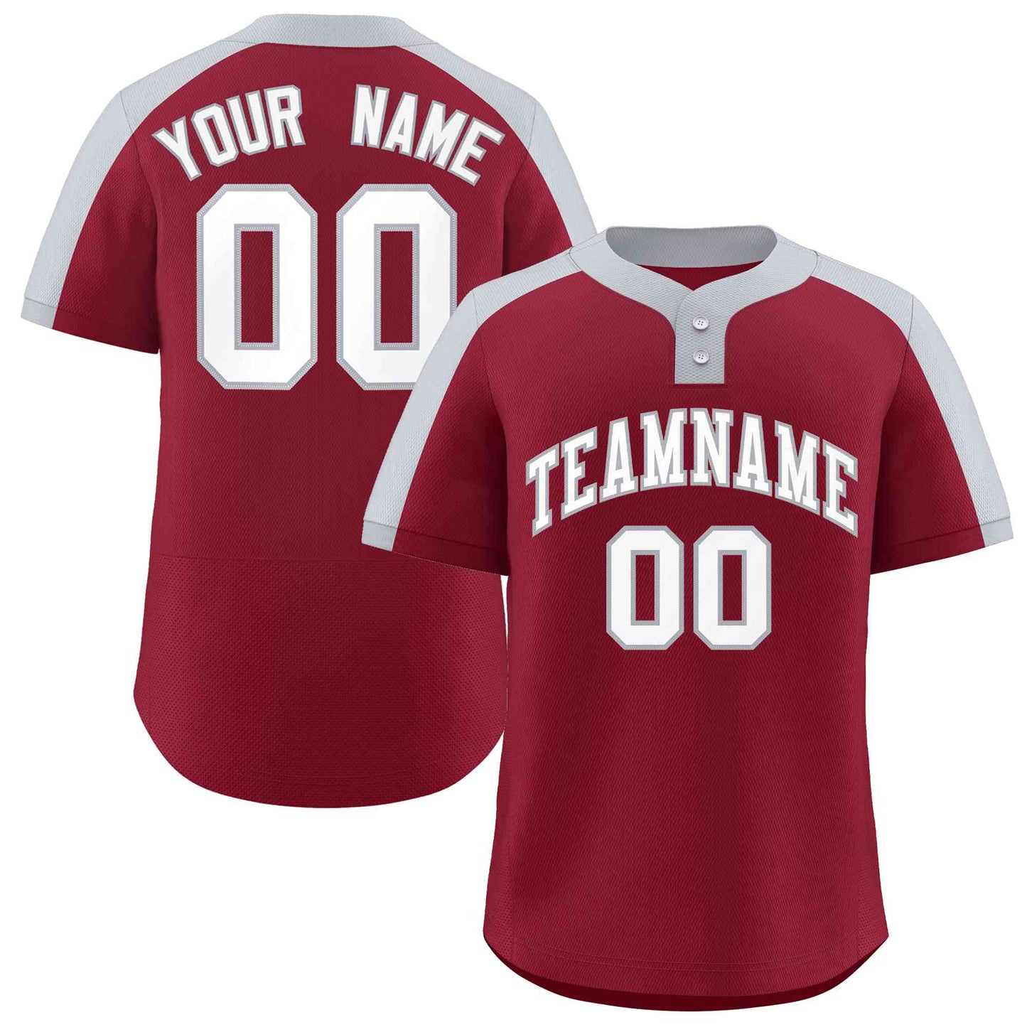 Custom Crimson White-Gray Classic Style Authentic Two-Button Baseball Jersey