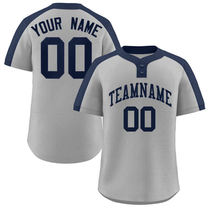 Custom Gray Navy Classic Style Authentic Two-Button Baseball Jersey