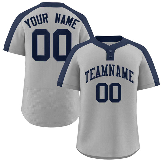 Custom Gray Navy Classic Style Authentic Two-Button Baseball Jersey