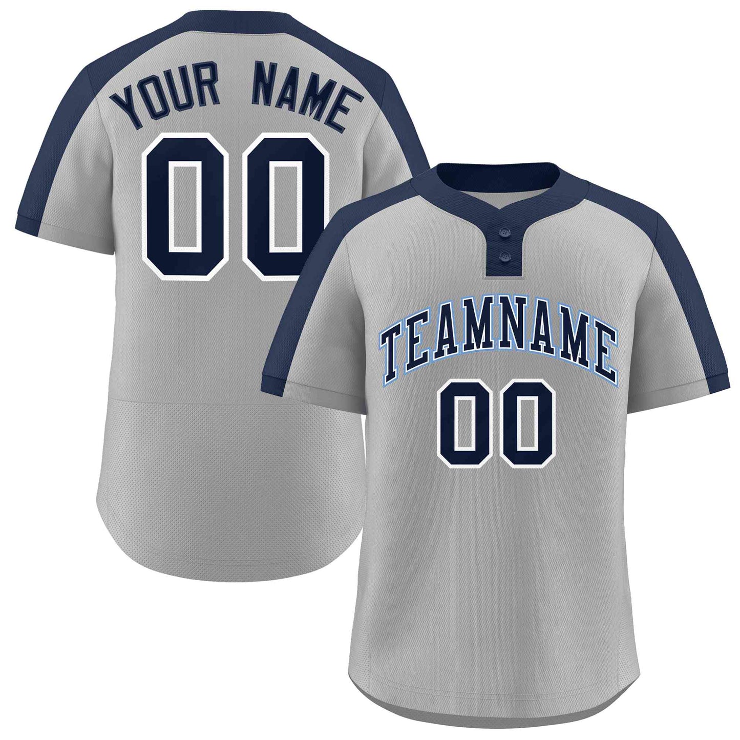 Custom Gray Navy-White Classic Style Authentic Two-Button Baseball Jersey