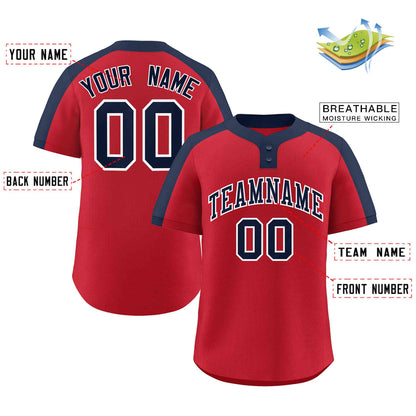 Custom Red Navy-White Classic Style Authentic Two-Button Baseball Jersey