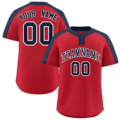 Custom Red Navy-White Classic Style Authentic Two-Button Baseball Jersey