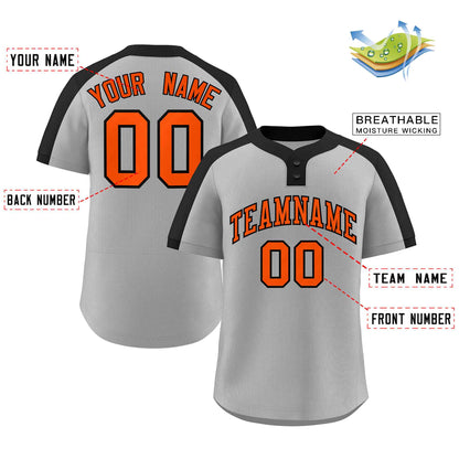 Custom Gray Orange-Black Classic Style Authentic Two-Button Baseball Jersey