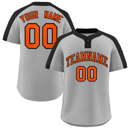 Custom Gray Orange-Black Classic Style Authentic Two-Button Baseball Jersey