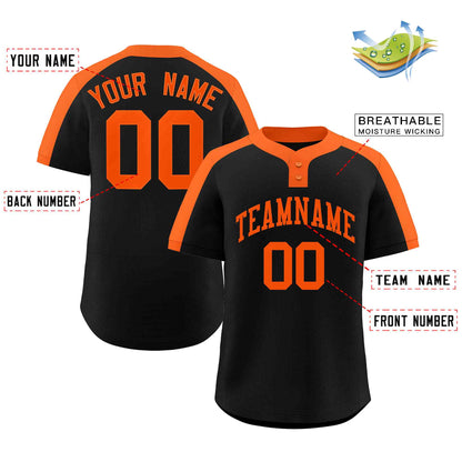 Custom Black Orange Classic Style Authentic Two-Button Baseball Jersey