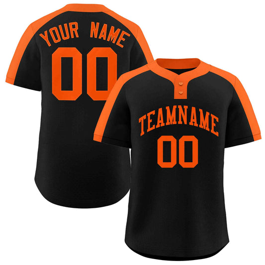 Custom Black Orange Classic Style Authentic Two-Button Baseball Jersey