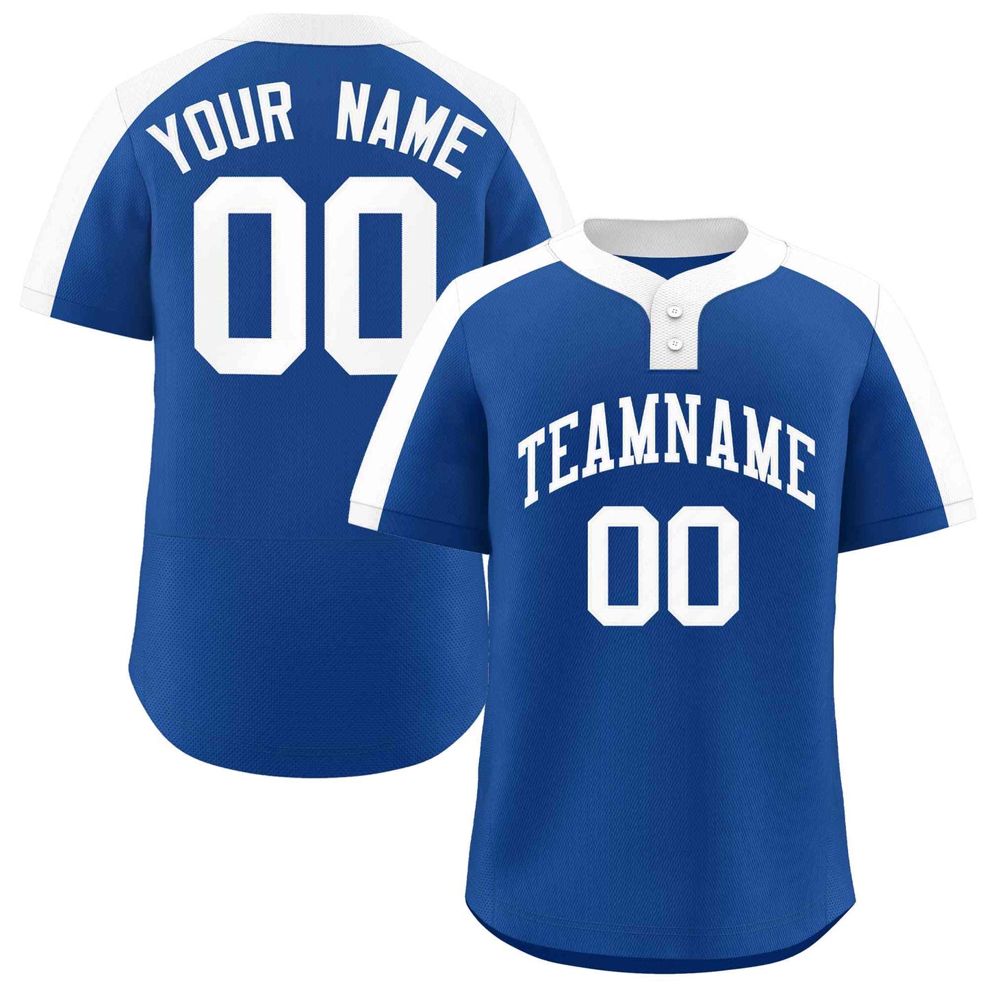 Custom Royal White Classic Style Authentic Two-Button Baseball Jersey