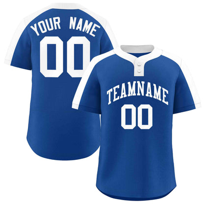 Custom Royal White Classic Style Authentic Two-Button Baseball Jersey