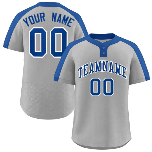 Custom Gray Royal-White Classic Style Authentic Two-Button Baseball Jersey